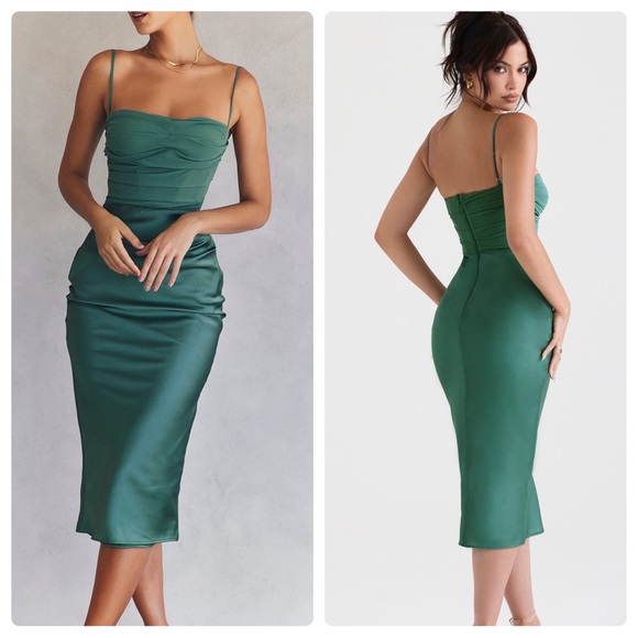 House of CB Dresses & Skirts - House of CB Teia Midi Dress Corset Forest Draped Green Size Small